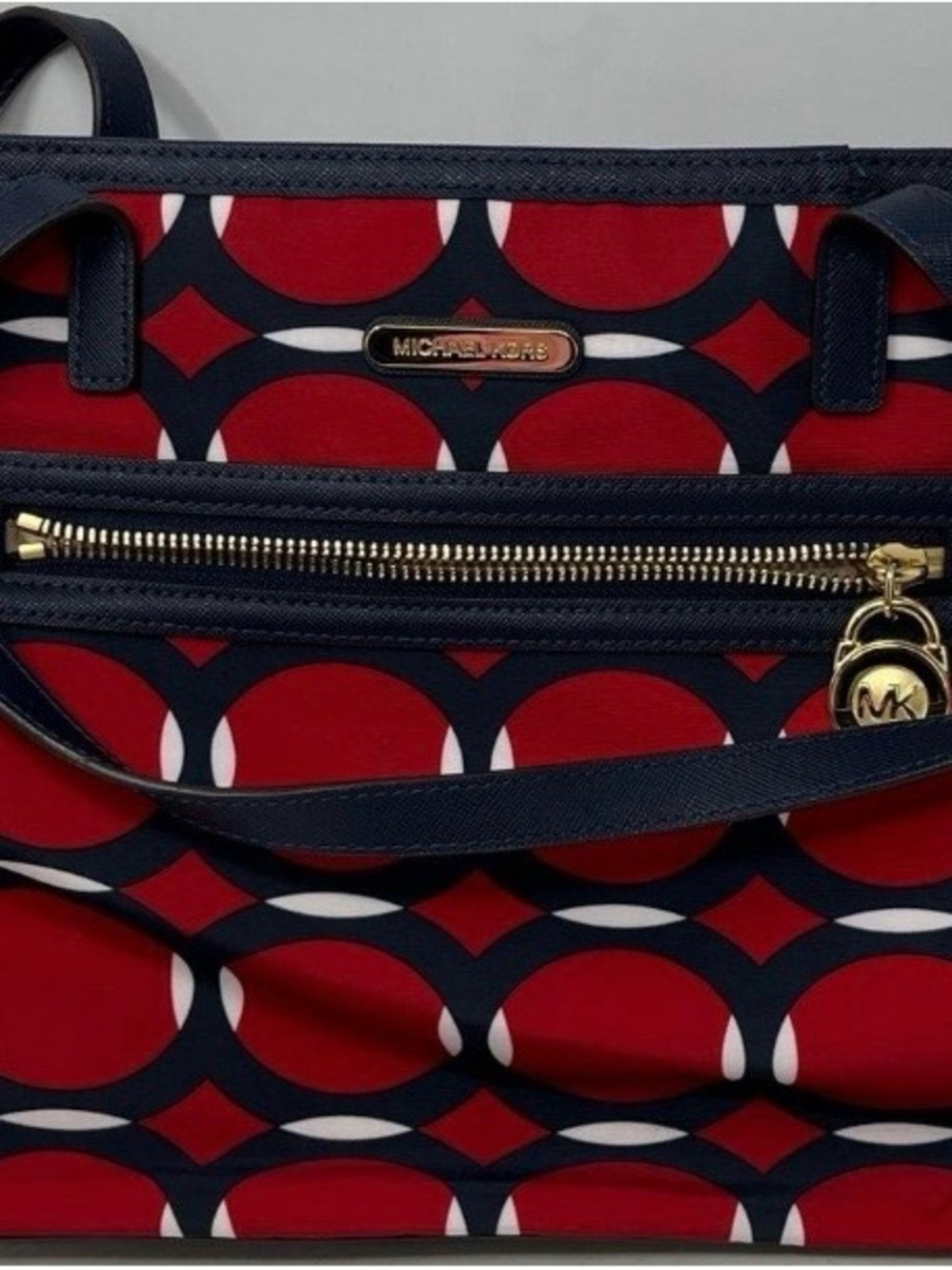 Michael Kors Red, Navy and White Geometric Tote